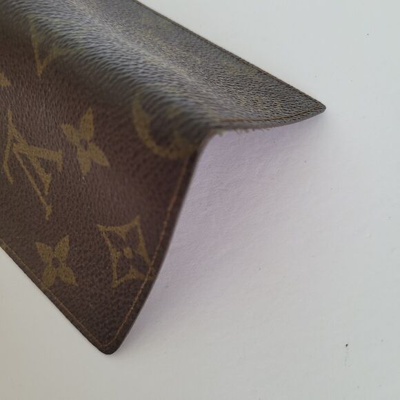 Louis Vuitton LV Mini Brown Folding Monogram Leather Card Wallet Small Damaged - Picture 8 of 10
